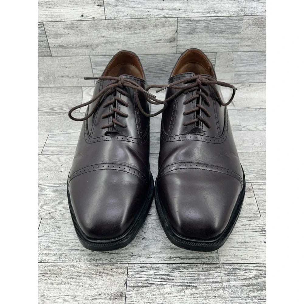 Rockport Mens K71639 Cap Toe Oxford Dark Brown Leather‎ Shoes Adiprene Size 9W